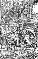 Die Erschaffung Evas, aus der Lutherbibel, 1550